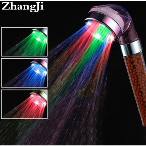 ZhangJi Bathroom Led Shower Head 7 Color Change Randomly Water Saving High Pressure Detachable SPA Showerhead