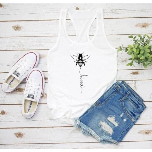 Vest Bees Kind Summer Ladies Sleeveless Tee Casual Bees Slogan Grunge Shirt Bee Kind Grunge Aesthetic Girl Sexy Vest shirts