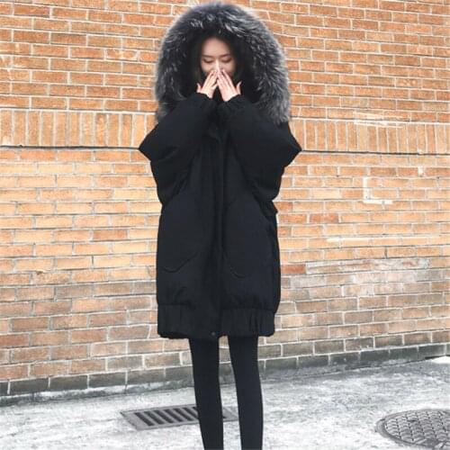 Long Section Large Size Cotton Clothing Female 2019 Winter Fashion New Fur Collar Hooded Loose Warm Cotton Coat Jacket Tide