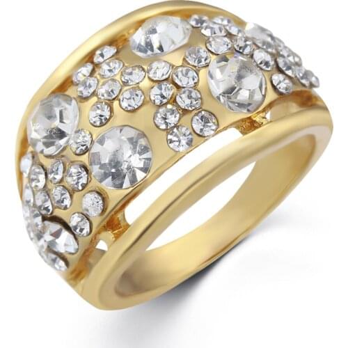 Womens Ring Hollow Irregular Transparent Zircon Gold Finger Ring Classic Creative Party Wedding Ring Girlfriend Surprise Gift