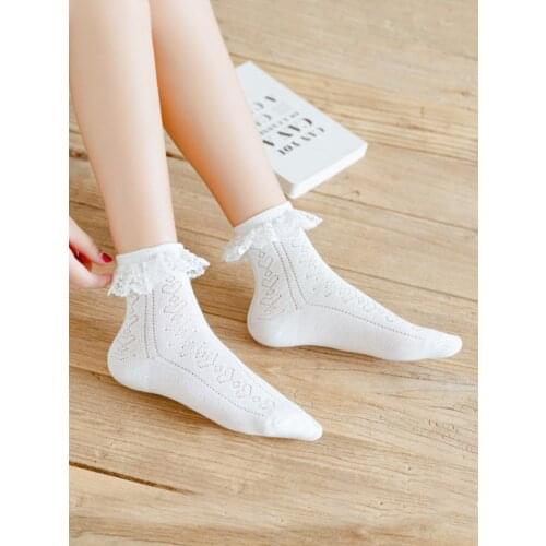 1 pair Lace cute cotton socks girl short tube JK Lolita princess socks