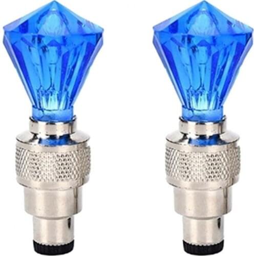 2Pcs LED Bicycle valve Diamond Shape Car Motorcycle Bike Tyre Tire Valve Caps Decorative LED Light