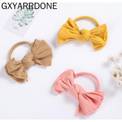 2021 4inch Newborn Kids Handmade Knotbow Nylon Headbands Knotted Hair Bow Baby Headwraps Children Girls Tiwst Headdress