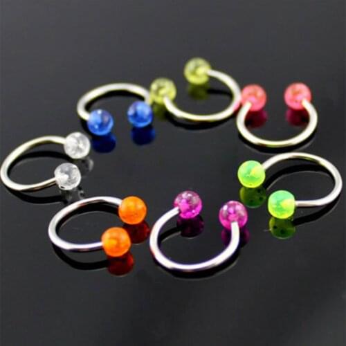 7Pcs/Set Mix Color Lip Tongue Ring Punk Nose Bar Rings Body Piercing Jewelry For Women Piercing Lips Rings