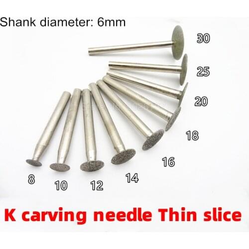 1Pcs 6MM Shank Drill Electroplated Diamond Grinding Heads Burrs Bit Rotary Tool Accessories Bits Head Engraving Mounted Point