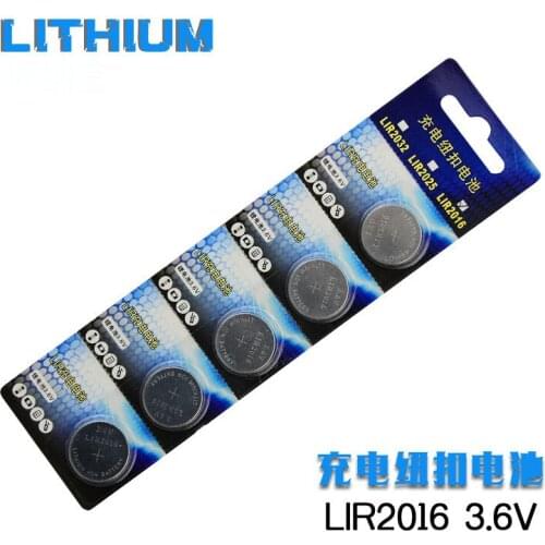 Free shipping high quality LIR2016 Rechargeable button battery Lithium li ion 3.6V rechargeable battery cell for Car key 10pcs