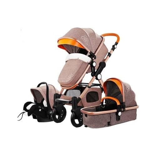 Fast Shippin Free shipping Baby Stroller Higher Land-scape Pram 3 in 1 Portable Carriage 2 in 1 Golden Baby Walker