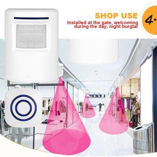 Motion Sensor Detector Door Bell Wireless Business Outdoor Doorbell Kit EU/US Plug Alert Alarm Infrared Detector Bell Driveway