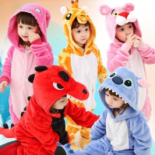 Kids Kigurumi Onesie Children Animal Pajamas Costume Fancy Soft Anime Cosplay Onepiece Boy Girls Winter Jumpsuit