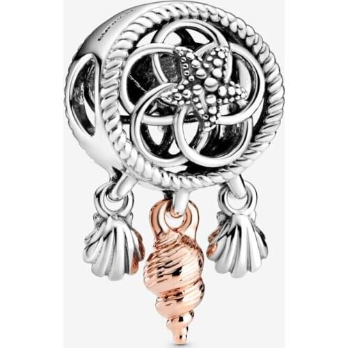 925 Sterling Silver Hollow shell dream catcher charm Fit Original Bracelet Necklace DIY Jewelry