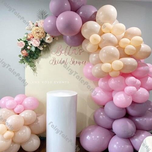 90pcs Bow of Balloons Arch Kit Baby Pink Shower Doubled Hot Pink Cream Peach Globos Birthday Party Backdrop Decoration Supplies