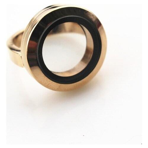 Hot 3pcs 20mm Stainless Steel Round Floating Locket Ring Screw Open Rose Gold Glass Lockets Rings For Women Ring DIY Jewelry