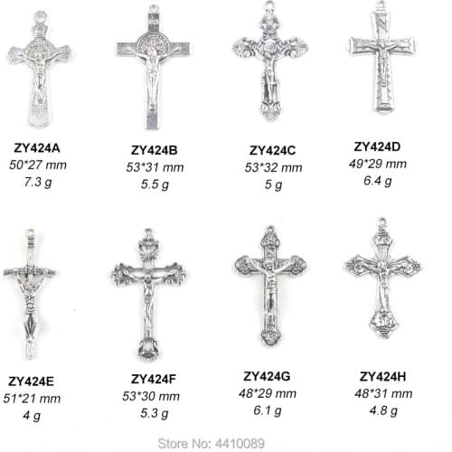 Zinc Alloy Catholic Crucifix Religious Rosary Necklace Cross Pendant