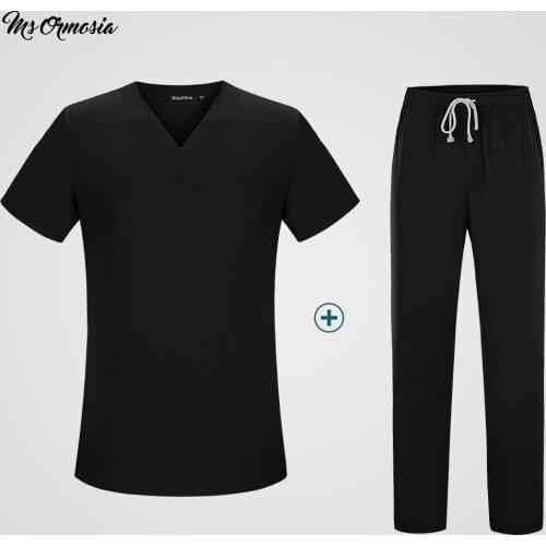 Fashion solid color dental health equipment beauty salon uniform laboratory workwear nursing scrub suit spa suit breathable suit