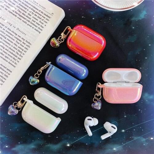 Girls Cute Luxury Earphone Cases For Airpods Pro 3D Lovely heart Pearl Shell Keychain Water Drop Rainbow Wireless Headset cover