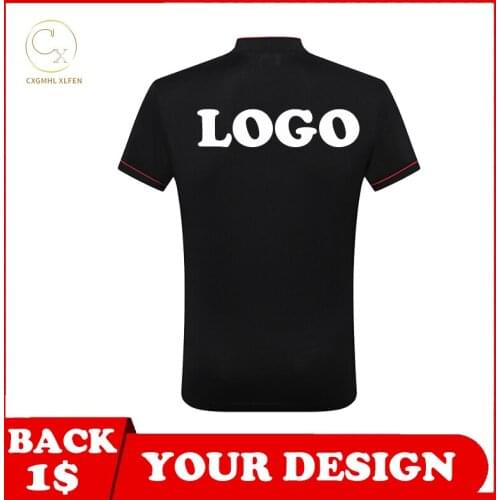 3-color POLO shirt custom stand-up collar hotel clothes lapel short-sleeved printing DIY brand text
