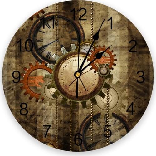 Retro Gear Bell Wall Clock For Home Decoration Living Room Quartz Needle Hanging Watch Modern Kitchen Clock