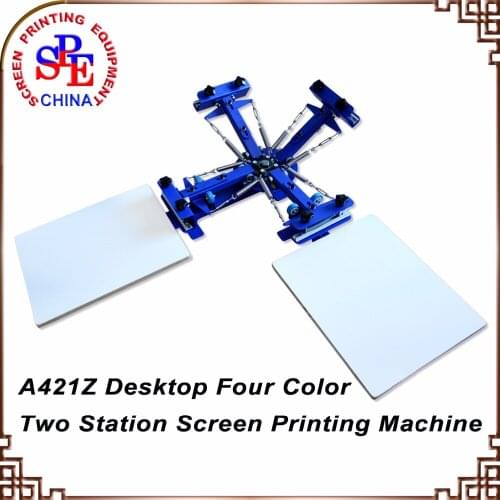 SPE42A Four Color Two Station Single Wheel Desktop Screen Printing Machine