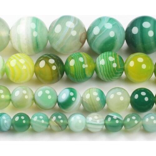 Natural Smooth Green Stripe Agates 6-14mm Round Beads 15inch ,Wholesale For DIY Jewellery Free Shipping