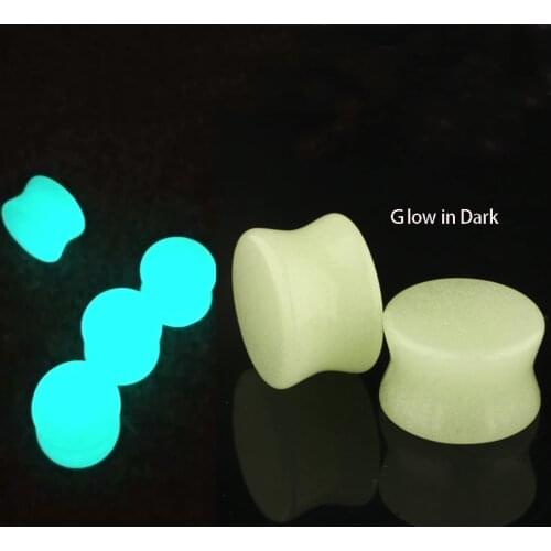Nature Glow in Dark Stone Ear Gauges Flesh Tunnels Plugs Stretchers Expander Double Flared 2g-5/8 New Solid Doouble Flare