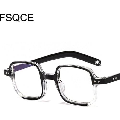 Computer Glasses Anti Blue Men Anti Blue Light Eyeglasses Vintage Square Clear Lens Glasses Optical Spectacle Frame Eye Strain