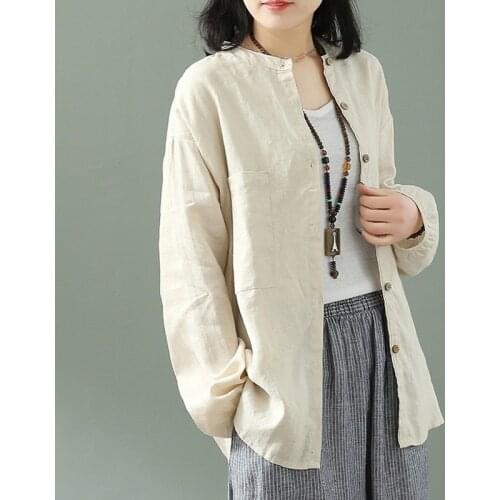 Chinese Style Clothing Women Cardigan 2021 New Female Cotton Tang Suit China Top Loose Casual Vintage Shirt Hanfu Clothing 12711