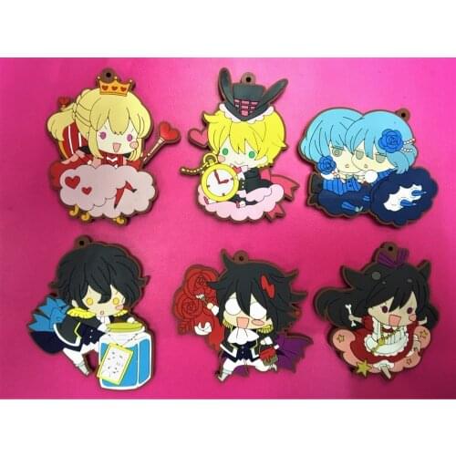 6pcs/lot Original Japanese anime figure Mekaku City Actors rubber Silicone sweet smell mobile phone charms key chain strap G327