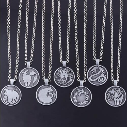 Anime The Seven Deadly Sins Tattoos Pattern Necklaces Cosplay Nanatsu no Taizai Anime Metal Badge Necklace For Men Women Jewelry