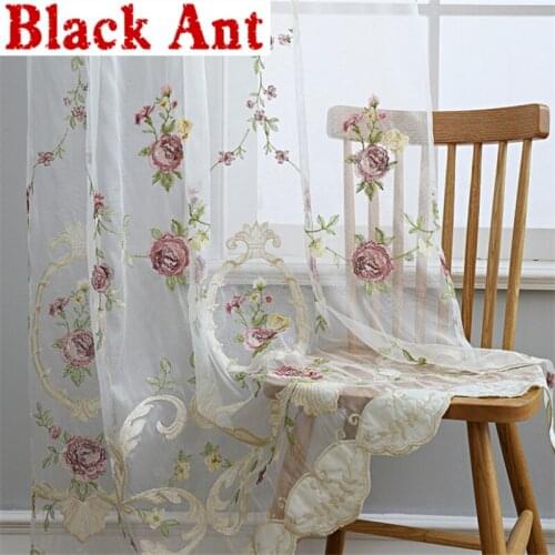 Luxury Embroidery Flower Tulle Curtain For Living Room Voile Sheer Fabric Panel Bay Balcony Window Screen Custom Made JD1021#20