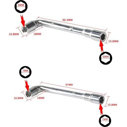 6mm 7mm Hexagonal wrench L-shaped Screw Nut Wrench Sleeve Maintenance Tool Sleeve Wrench for Ender 3 E3D MK8 Nozzle