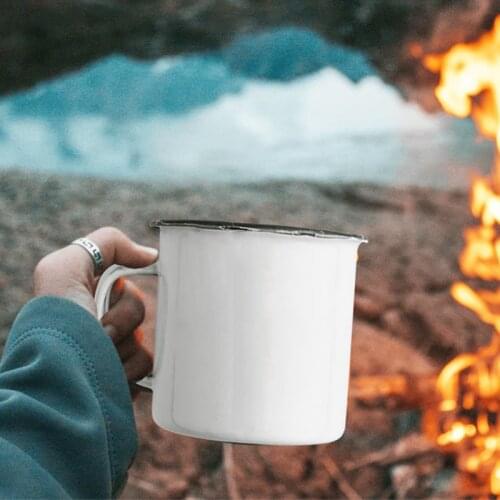 Creative Coffee Mug Campfire Enamel Mug Camping Mug Travel Tea Cup Milk Enamel Mugs Handmade home office for Gift