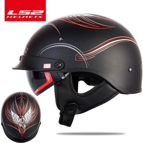 LS2 OF526 vintage motorcycle helmet ls2 half helmets inner sunglass jet retro capacete casque moto ECE certification