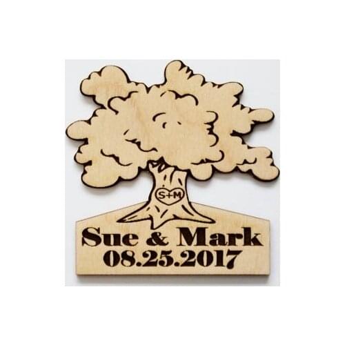 Tree Business Card,Cut out Oak Tree, Carved Heart, Tree Save the Date,Engraved Save the Date Magnets, Tree Wedding Favor, Rust