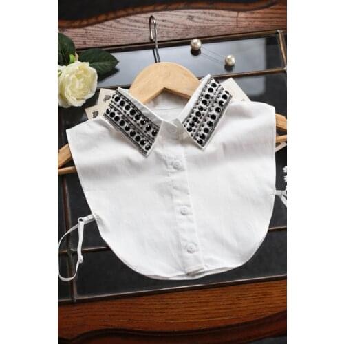 Shirt Imitation Collar crystal flower and rhinestone half saving shirt false collar pendent bead chiffon fake shirt collar