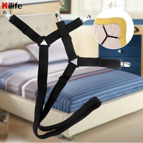 2pcs Bed Fitted Fasteners Clips Adjustable Suspenders Gripper Holder Buckles Bed Fitted Sheet Straps Buckles