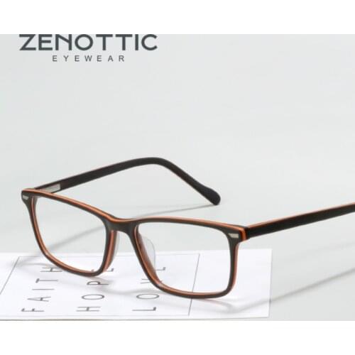 ZENOTTIC Retro Square Glasses Frame Men Women Vintage Acetate Optical Spectacles Business Style Myopia Prescription Eyeglasses