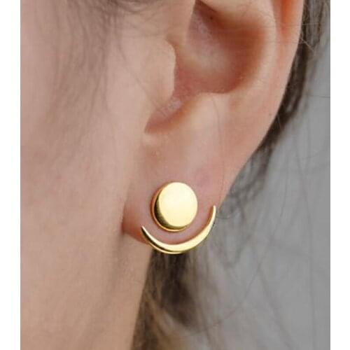 Stainless Steel Moon Star Stud Earrings for Women 2021 Geometric Circle Halloween Earrings Aretes De Mujer Best Friends Gift