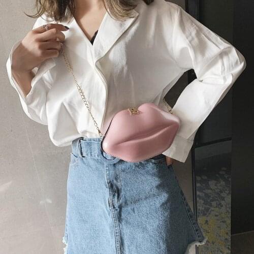 Sexy Lips Style Fashion Pu Ladies Day Clutch Bag Chain Purse Shoulder Bag Handbag Womens Crossbody Mini Messenger Bag