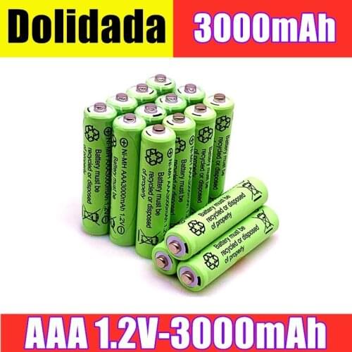 100% original AAA 3000mAh 1.2V quality rechargeable battery AAA 3000mAh Ni-MH rechargeable 1.2V 2A battery