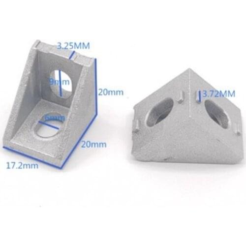 Wholesale 1000pcs 2017 Corner Fitting Angle Aluminum 17x20x20 Connector Bracket Fastener 3D Industrial Profile