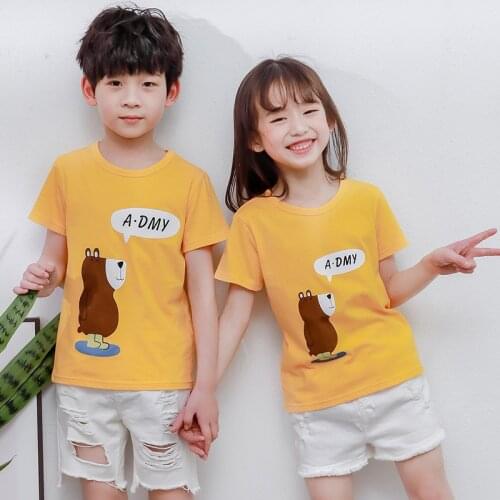 2020 Cartoon Bear Tshirt Childrens Funny T-Shirts Boys/Girls Cute Tops Tees Kids Summer Casual Clothes For Baby Boys Clothes
