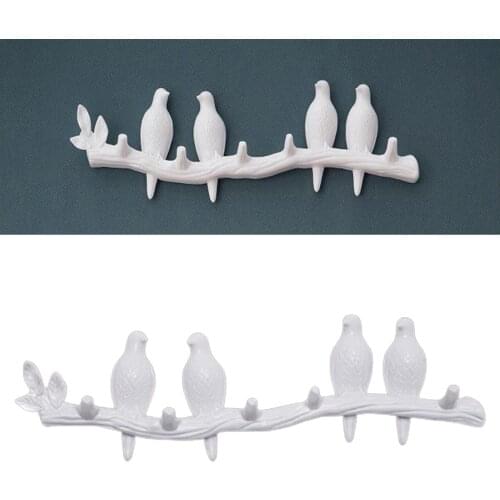3D Birds on Tree Branch Wall Decor Hook Cap Storage Shelf Home Decoration