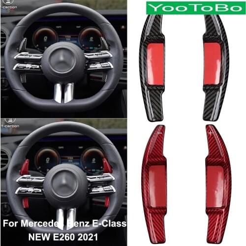 Car Styling Real Carbon Fiber Steering Wheel Shifter Paddle Extension For Mercedes BENZ New E-Class E260 2021 Interior Moulding