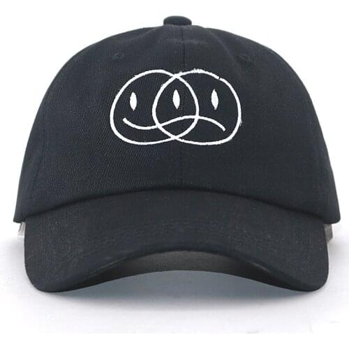 New hip hop cap 100% cotton embroidery sad and smile face baseball caps fashion dad hats snapback men women panama hat