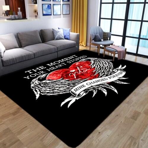 Nordic 3D Printed Large Carpet Creative Feather heart-shaped floor Mat Soft Flannel non-slip area Rug for Living Room Home Decor