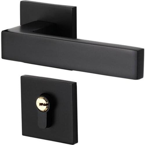 Black Zinc Alloy Mute Door Lock Set Reversal Knobs furniture Hardware latch for 35-50mm Doors Handle -KK