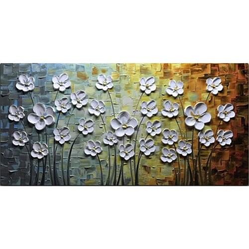 Aintings White Daisy Flower Oil Painting 3D Hand-Painted On Canvas Abstract Artwork Art Wall Decoration Abstract Painting