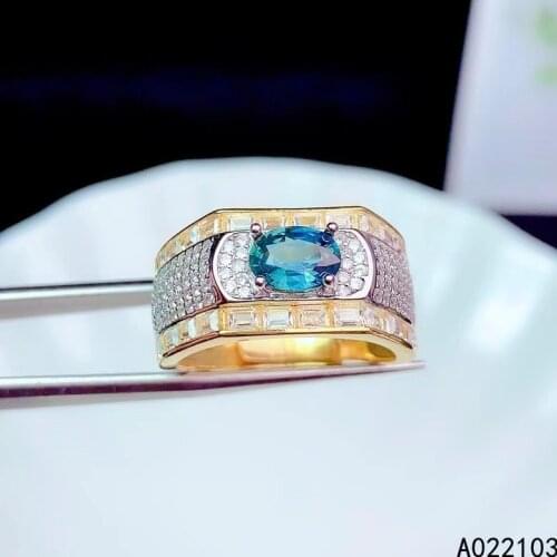 KJJEAXCMY fine jewelry 925 sterling silver inlaid Natural sapphire Chinese style noble luxury mens gem ring support check