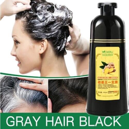 Mokeru Natural Ginger King Hair Dye Shampoo Easy To Use Harmless Long Lasting Black Hair Herb Anti-White Hair 500ml