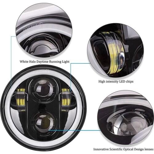 Round 5.75 Inch Motorcycle Headlight RGB Bluetooth Control LED Projector With Hi/Low Beam Signal Headlamp For Motorbike